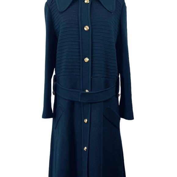 Vintage Palio Wool Maxi Dress Black Long Sleeve Coat - Picture 4 of 9